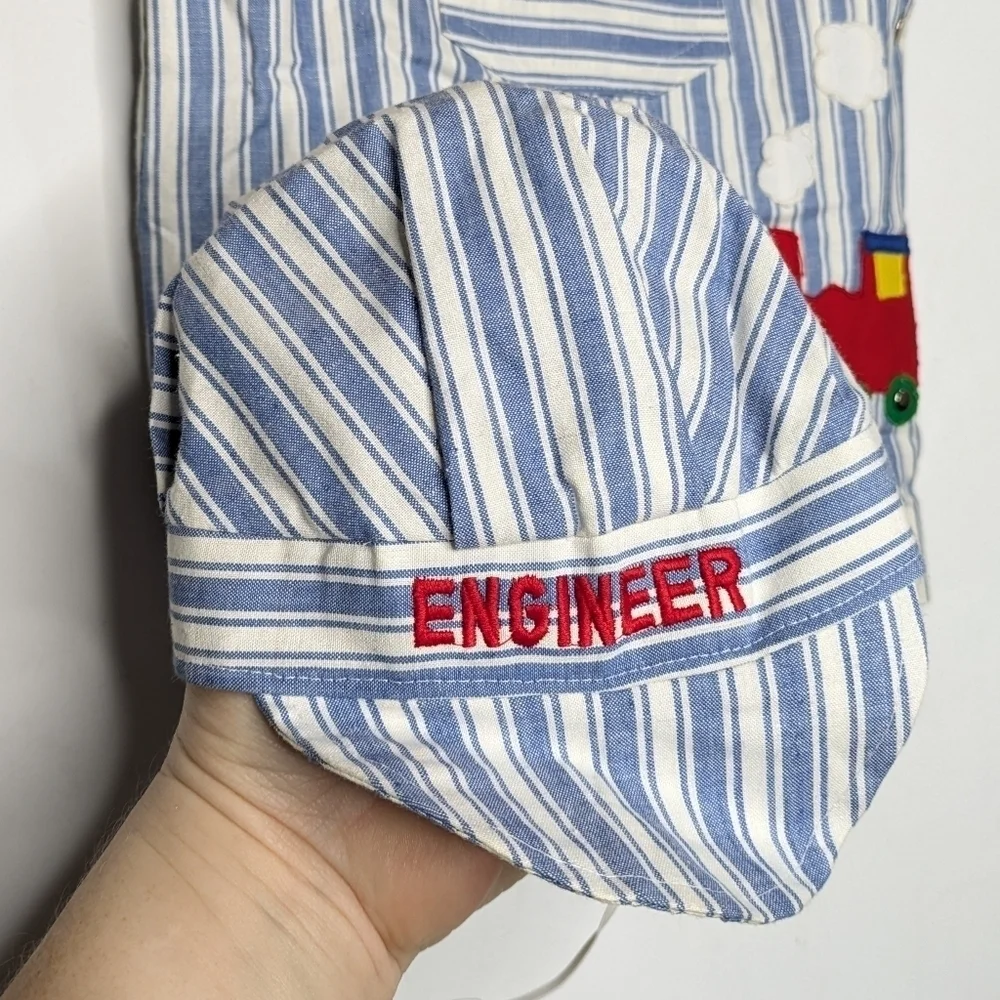 Vintage blue white red engineer 3 piece set 3-6mo